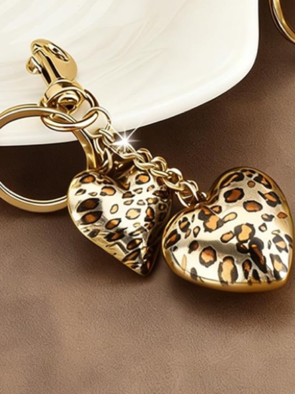 Leopard Heart purse/bag charm Keychain